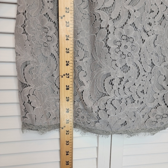 VICI Shift Dress Gray Cotton Lace Eyelet Embark In Style Women's Small High Neck - Picture 14 of 15